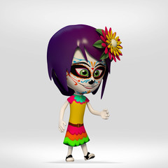  Day of the Dead, girl dressed as a Mexican skull
