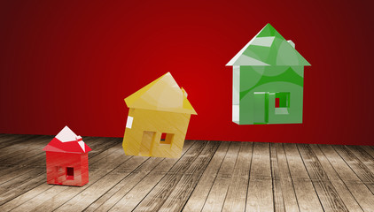 Obraz na płótnie Canvas house red yellow green 3d-illustration