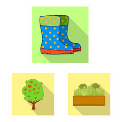 Vector design of farm and agriculture logo. Set of farm and plant vector icon for stock.