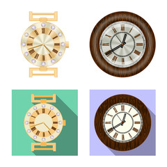 Isolated object of clock and time icon. Set of clock and circle vector icon for stock.