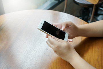 woman hand using smartphone for mobile transaction or shopping online. (fintech, financial and technology concept)