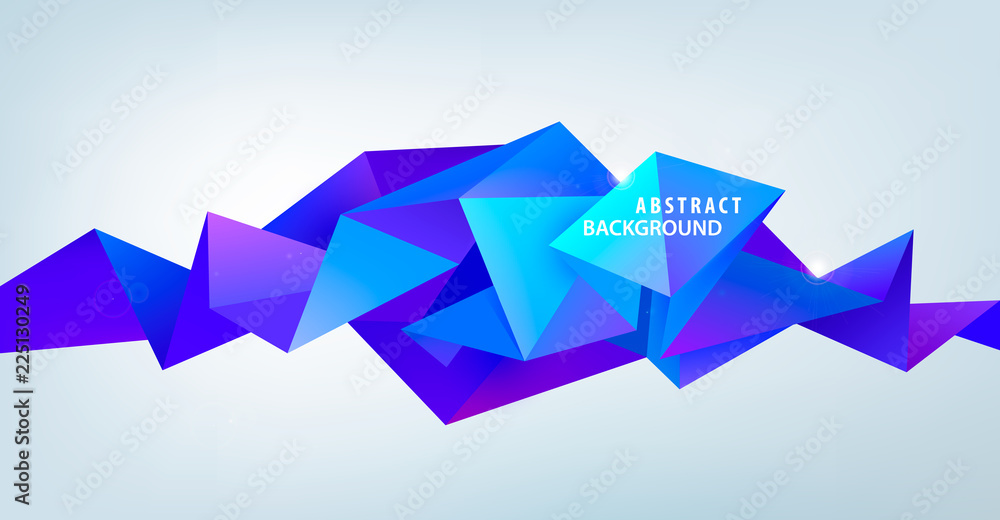 Poster vector realistic abstract 3d shape. faceted horizontal background, design elements. futuristic style