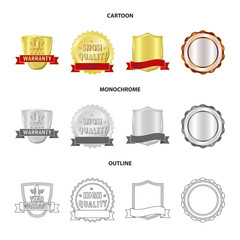 Vector design of emblem and badge icon. Set of emblem and sticker stock vector illustration.
