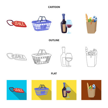 Vector illustration of food and drink icon. Collection of food and store stock symbol for web.