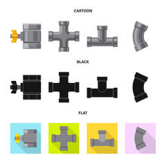 Isolated object of pipe and tube logo. Collection of pipe and pipeline stock vector illustration.