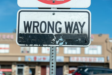 wrong way sign