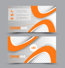 Business card template design. Corporate identity style. Editable vector illustration. Orange color.