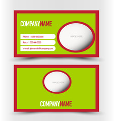 Business card set template. Banner design. Red and green color. Corporate identity vector illustration.