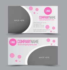 Business card template design. Corporate identity style. Editable vector illustration. Pink color.