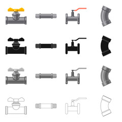 Isolated object of pipe and tube icon. Set of pipe and pipeline stock symbol for web.