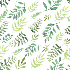 Seamless watercolor patterns leaves and branches. Lovely design elements. Great for wedding or...