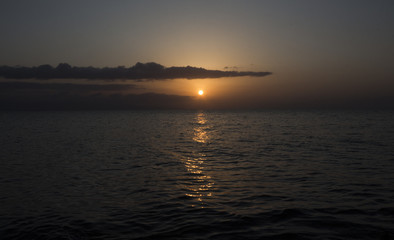 Dramatic sunset on lake