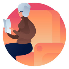 Woman reading in chair