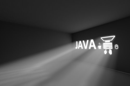 JAVA programming rays volume light concept 3d illustration
