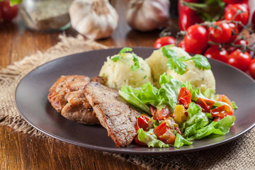 Chicken fillets breast with mashed potatoes