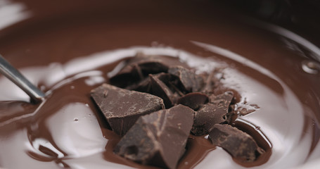 chocolate chunks in melted dark chocolate