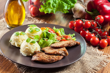 Chicken fillets breast with mashed potatoes