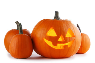 Halloween Pumpkins on white