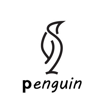 Creative logo of a simple penguin. Vector isolated abstract illustration