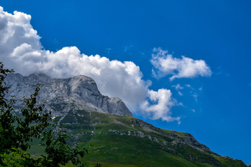 Obraz na płótnie Canvas A view of the Gran Sasso mountain chain located in the national park Gran Sasso in Prati di Tivo, Teramo province, Abruzzo region, Italy