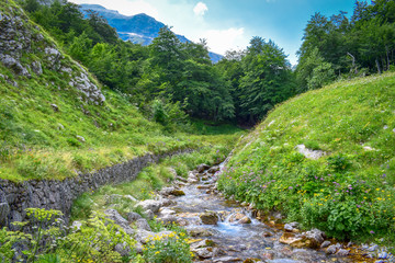 A path of access to Corno Piccolo from the Gran Sasso mountain chain, Teramo province, Abruzzo...