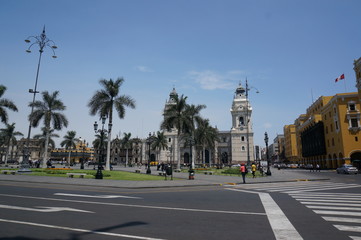 ペルーのリマの旧市街の街並み