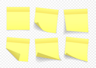 Yellow sticky note isolated on transparent background. Vector illustration
