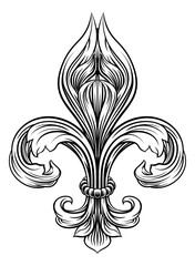 A Fleur De Lis heraldic coat of arms graphic design element - obrazy, fototapety, plakaty