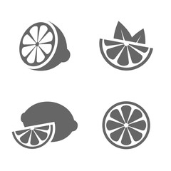 Lemon set of black icons on white background