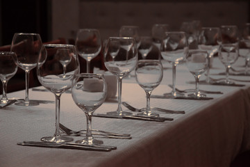 Glasses and cutlery