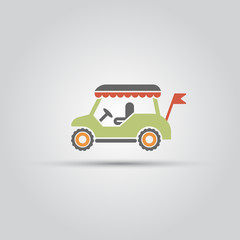 Golf cart isolated vector colored icon