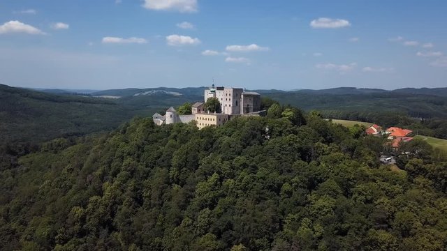 Aerial view of Buchlov royal castle, Moravia, Czech Republic