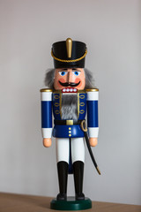Handmade wooden Nutcracker Figurine - Soldier in blue Uniform, a typical Christmas Decoration