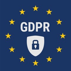GDPR - General Data Protection Regulation. Flag of European Union. Vector illustration