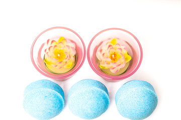Beauty spa, bath bomb witn candles