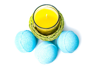 Beauty spa, bath bomb witn candles