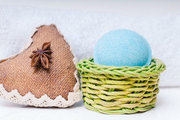 Beauty spa, bath bomb witn towel