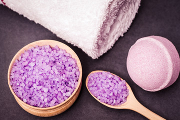 Spa. Salt for bath and towel