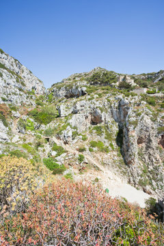 Apulia, Leuca, Grotto of Ciolo - Hiking in the mountains at Grotto Ciolo