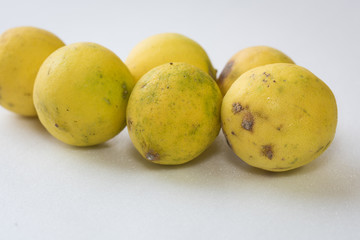 Close up of lemons against white background
