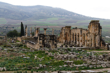 Ancient roman Volubils ruins and mosaics