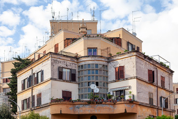 Fototapeta na wymiar Residentail aprtment buildings in the suburb of Garbatella