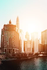 Foto op Aluminium Skyline van Chicago © XtravaganT