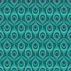 Peacock Feather Seamless Pattern for Giftwrap, Backdrop, Wallpaper