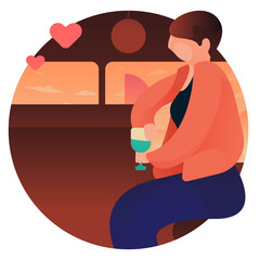 lady flirting at bar