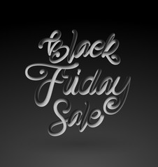 Vector illustration: Handwritten 3D lettering composition of Black Friday Sale on dark background.