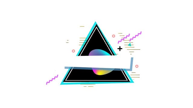 Seamless abstract modern geometric triangle. Memphis style flat with color liquid drop.