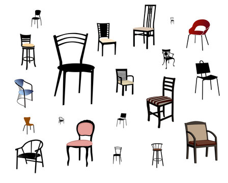 Set of chairs isolated