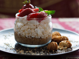 Strawberry dessert with cottage cheese.