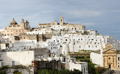 Fototapeta na wymiar Panorama of Medieval White city of Ostuni, Apulia, Southern Italy
